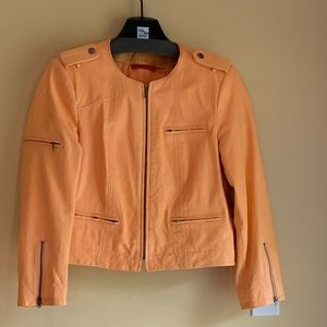 alice + olivia Leather Jacket, Peach, Size Med